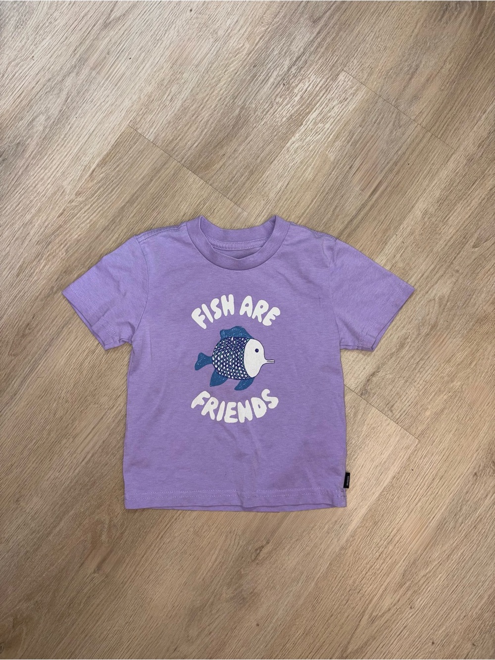 tentree Lavender Kids Tee with Blue Fish Graphic
